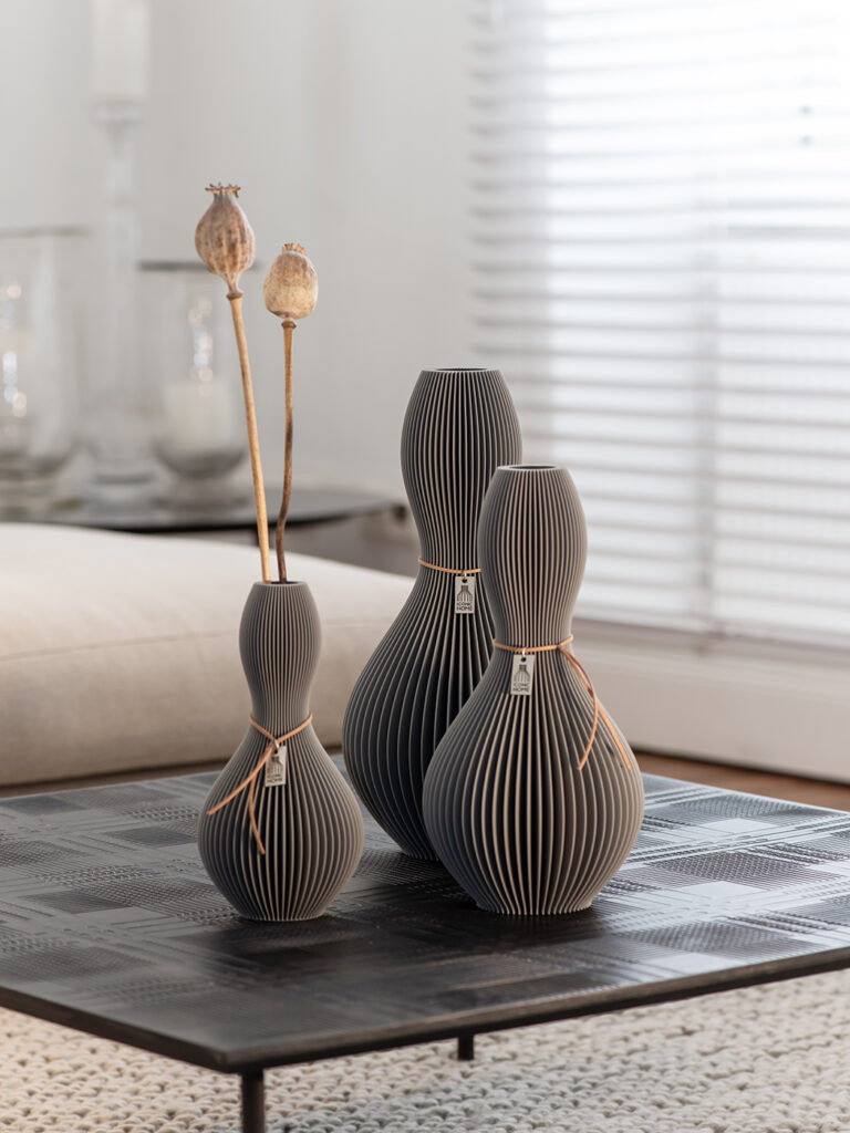 ICONIC HOME Vase Shape 3er Set in Dreamy Grey