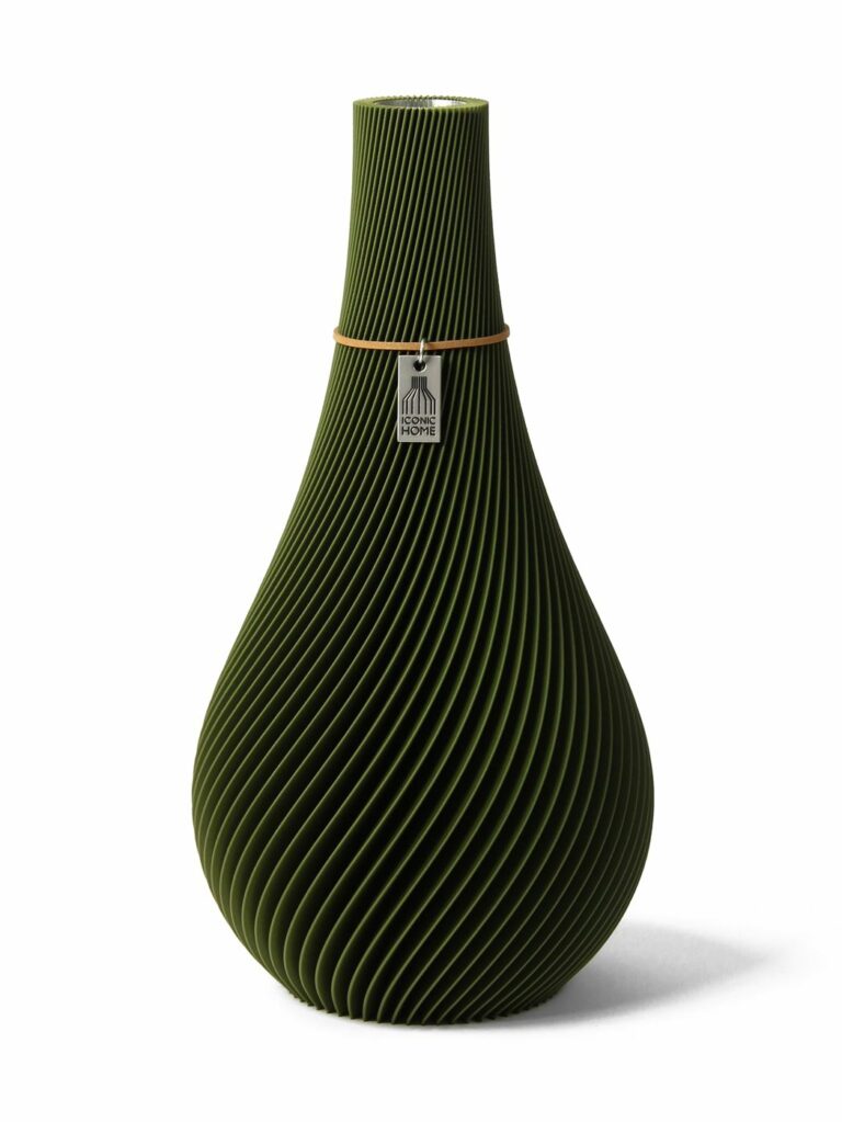 Vase Twist Moss Green Medium ICONIC HOME